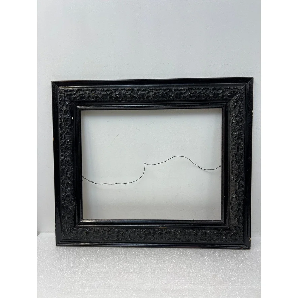 Vintage Ornate Gesso Picture Frame Dark Stain Antique Old Scrollwork Fits 16x20